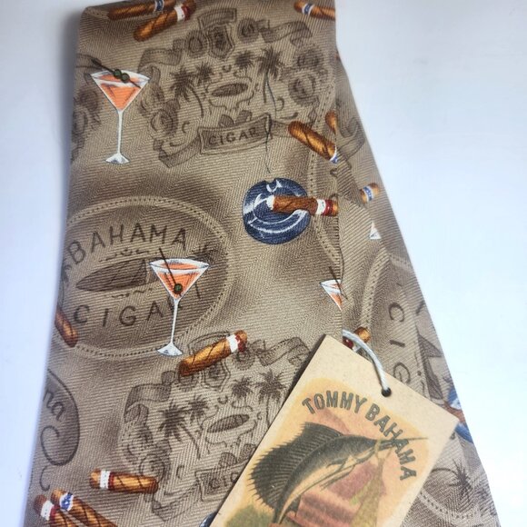 Tommy Bahama Men's Necktie Silk Handmade Havana Smoker Cigar New with Tags - Picture 2 of 7